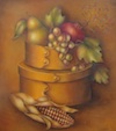 Stack Boxes with Fruit & Indian Corn